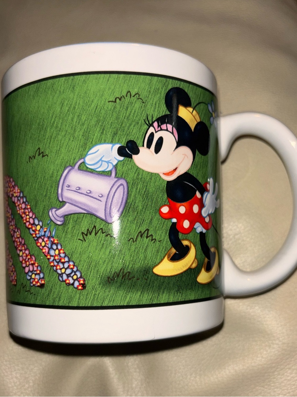 Disney Minnie Mouse Green Ceramic Mug with Red Polka-Dot Skirt